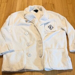 Vintage Lauren Ralph Lauren White Terry Cloth Double Breasted Blazer Sz S